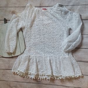 Kate Mack eyelet pom pom top | size 12